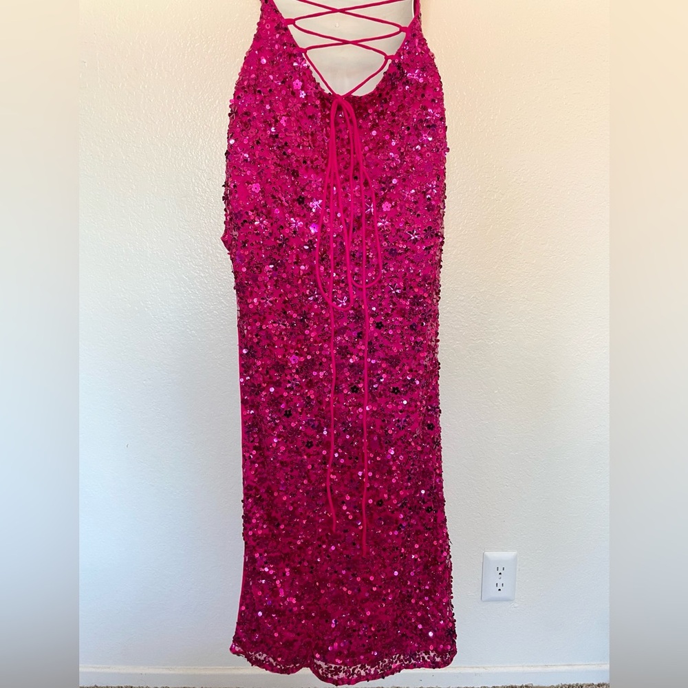 Mac Duggal Pink Sequin Maxi Dress - Picture 9 of 16